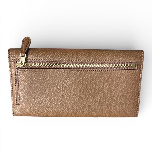 COACH Essential Slim Wallet Tan Saddle Brown Pebble Leather Gold Logo - Picture 2 of 11